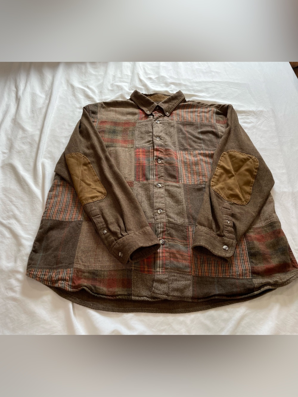 RedHead Brown Plaid Lightweight Shirt Jacket with Tan Elbow Patches